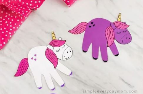 hand print unicorn craft for kids to make