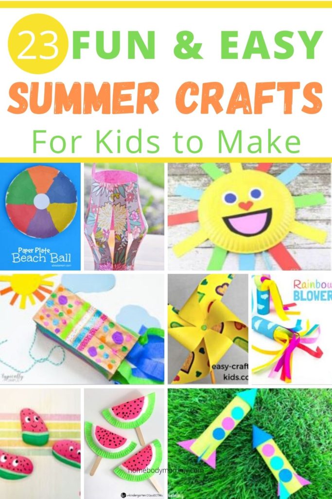 Here is a round-up of 23 cute and easy summer crafts for kids to make. Creative summer crafts to keep kids busy and off of screens.